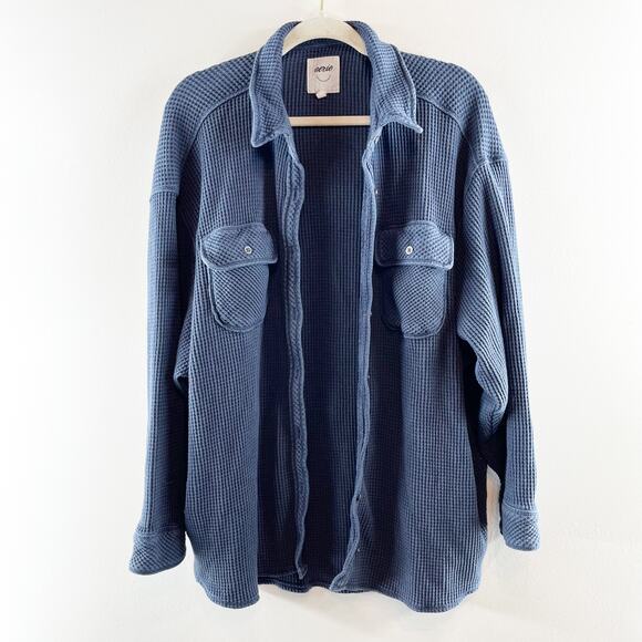 Aerie Navy Button Down Shirt - Picture 4 of 10